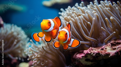 A coral reef in africa is home to colorful clownfish.