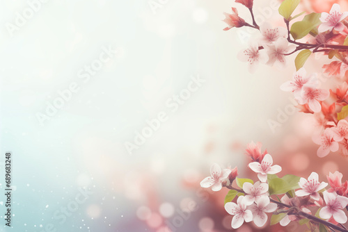 Delicate beautiful background with blooming flowers. A card for Easter, Women's Day, Mother's Day, Valentine's Day with a place for text. © Anna
