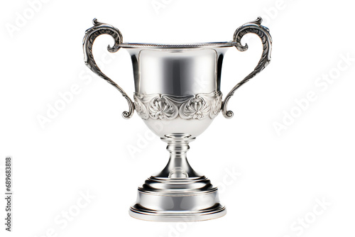 Gleaming Silver Trophy Isolated on Transparent Background. Ai