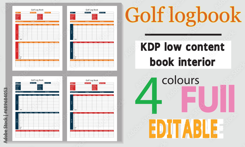 Golf Score card and logbook. Golf Score card and logbook.
