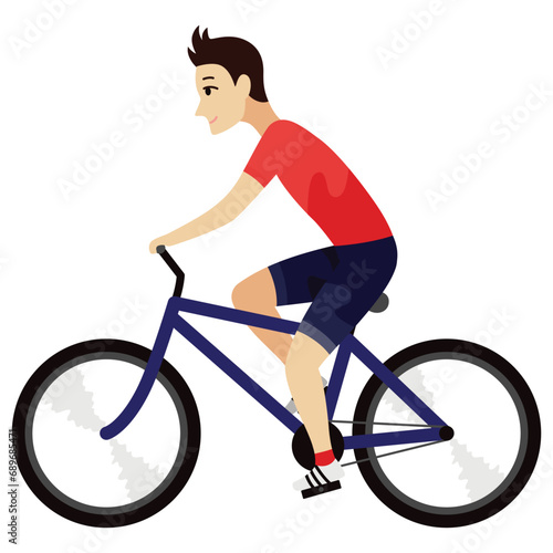 Cycling or riding animation icon. Animation element for game or cartoon. Young man on bike. Vector illustration