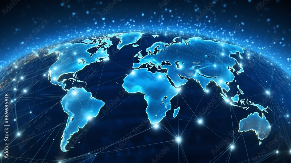Fototapeta premium Global communication network. Trade disputes, economic imbalances, and efforts for international cooperation concept.