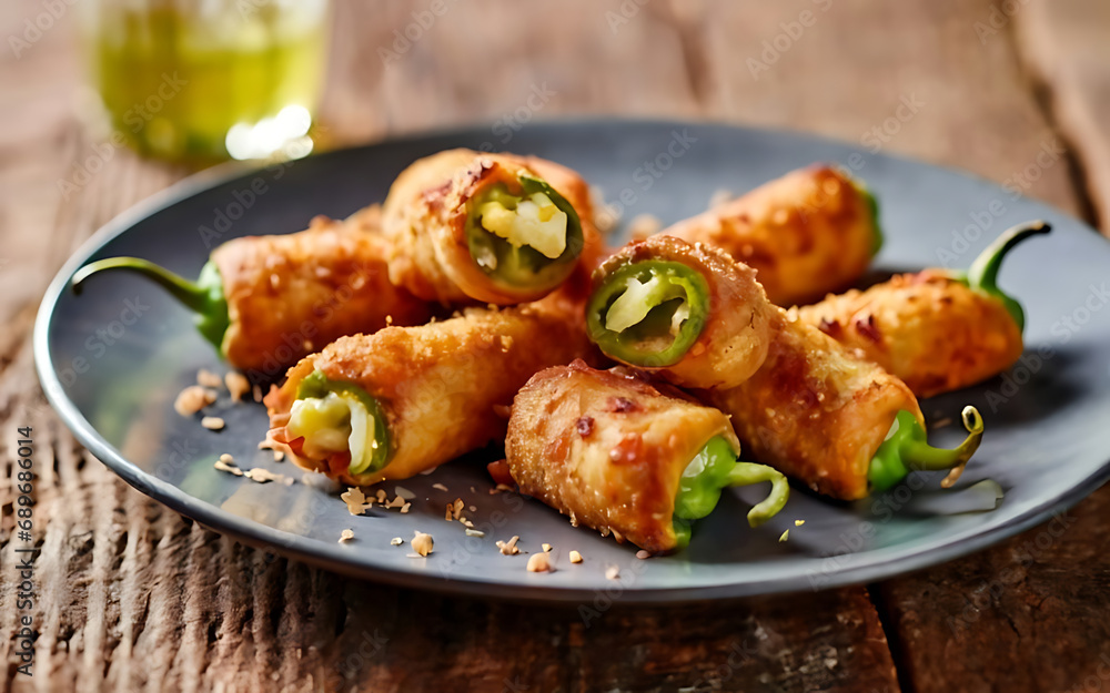 Capture the essence of Jalapeno Poppers in a mouthwatering food photography shot Generative AI Capture the essence of Jalapeno Poppers in a mouthwatering food photography shot Generative AI