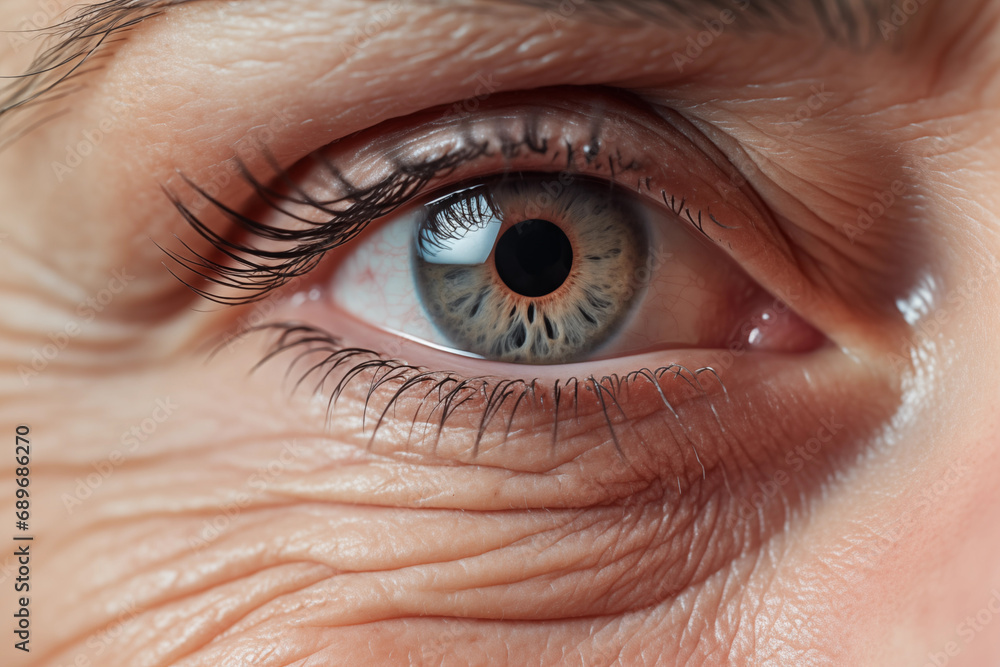 realistic macro hazel eye close up older woman with hooded eye and wrinkles realistic macro hazel eye close up older woman with hooded eye and wrinkles