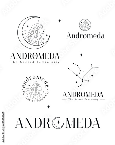 Andromeda. Stellar Star Logo Concept. Constellation Logo.