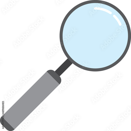 Magnifying glass with gray frame.