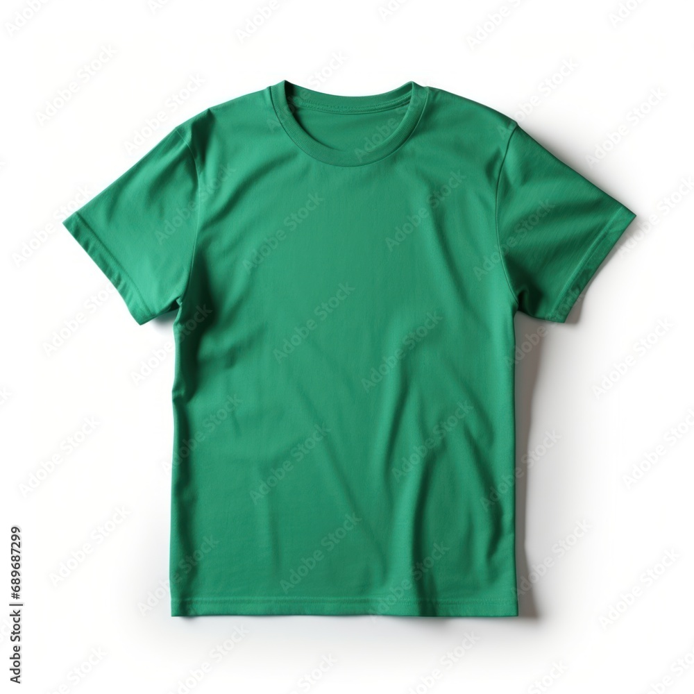 Green T-shirt isolated on white background. Mockup for placing your design. Green T-shirt isolated on white background. Mockup for placing your design.