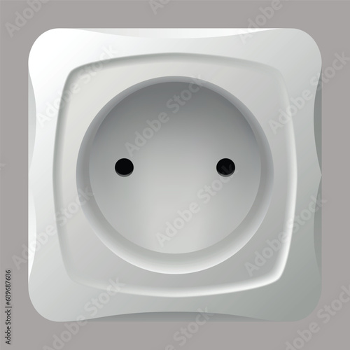 Realistic socket icon. Interior wall outlets or electric connector. Power electrical socket isolated on white background