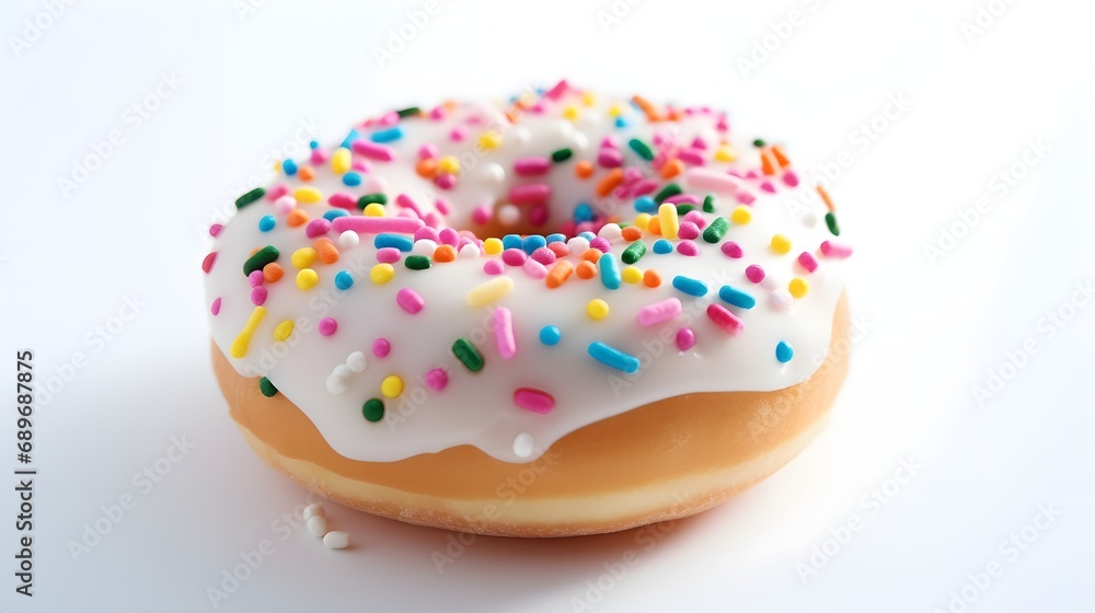 Close-up image showcasing the delicious details of a donut covered in a colorful array of sprinkles, background image, generative AI Close-up image showcasing the delicious details of a donut covered in a colorful array of sprinkles, background image, generative AI
