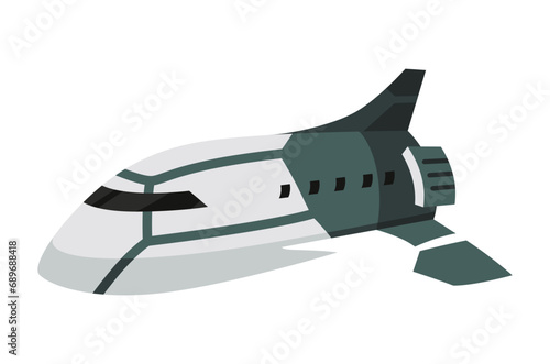 Object can fly in earth atmosphere layers. Colorful infographic icon, spaceship. Vector illustration