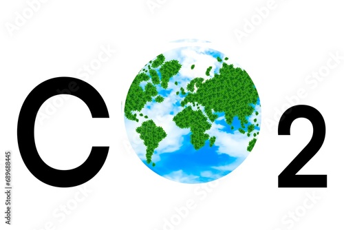 carbon dioxide and leaves and earth love concept