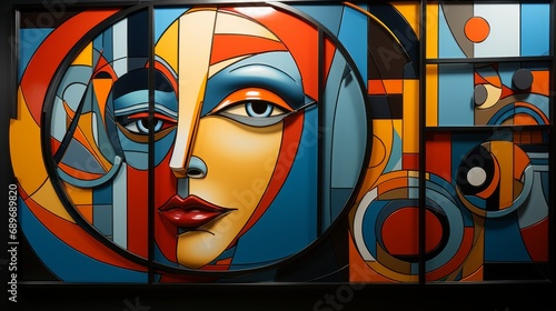 Obraz na płótnie A vibrant, whimsical depiction of a woman bursting with artistic expression through the use of bold brushstrokes, playful cartoon elements, and edgy graffiti details w salonie