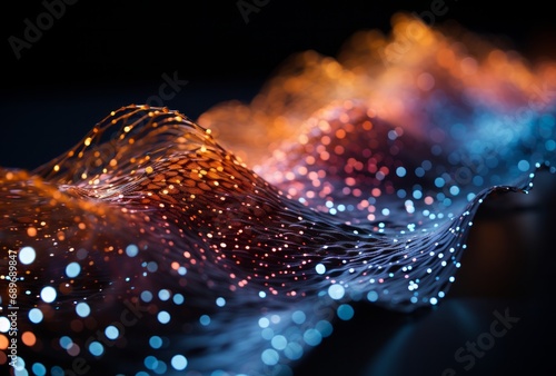 Abstract Colourful Blurry Waves with Bokeh Background. A Mysterious, Dark Wave of Colour