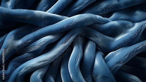 Swirls of cerulean dance in a mesmerizing display, inviting the mind to wander into the depths of this enigmatic textile