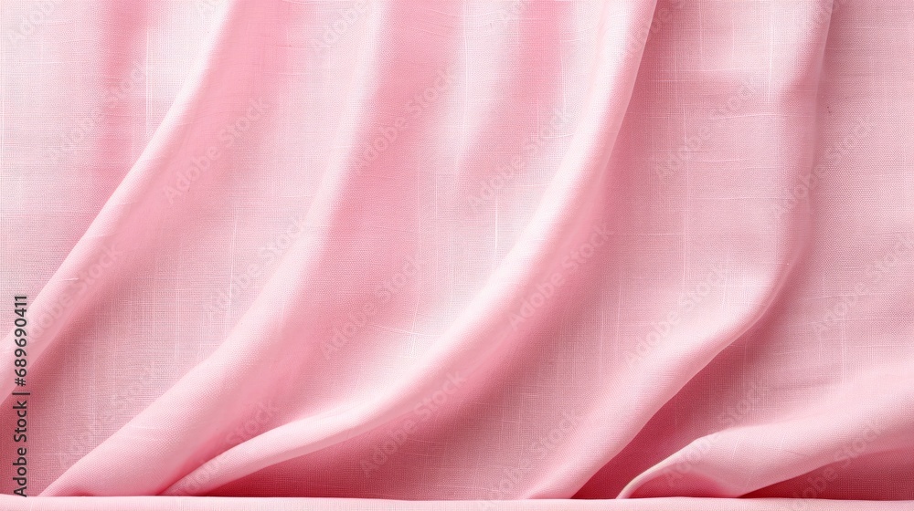 Obraz premium A delicate veil of rosy fabric, cascading like a waterfall of silk, evoking a sense of softness and femininity in its drape, reminiscent of a luxurious curtain adorning a lavish boudoir
