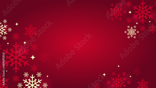 Red christmas background with snowflakes. Winter banner