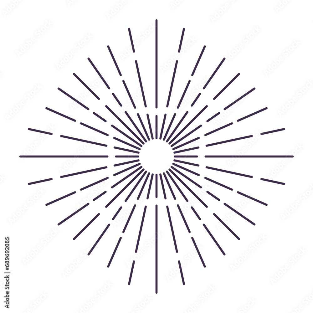 Sunburst firework explosion, bursting or light rays, linear drawing. Vector trendy hand drawn retro isolated design element Sunburst firework explosion, bursting or light rays, linear drawing. Vector trendy hand drawn retro isolated design element