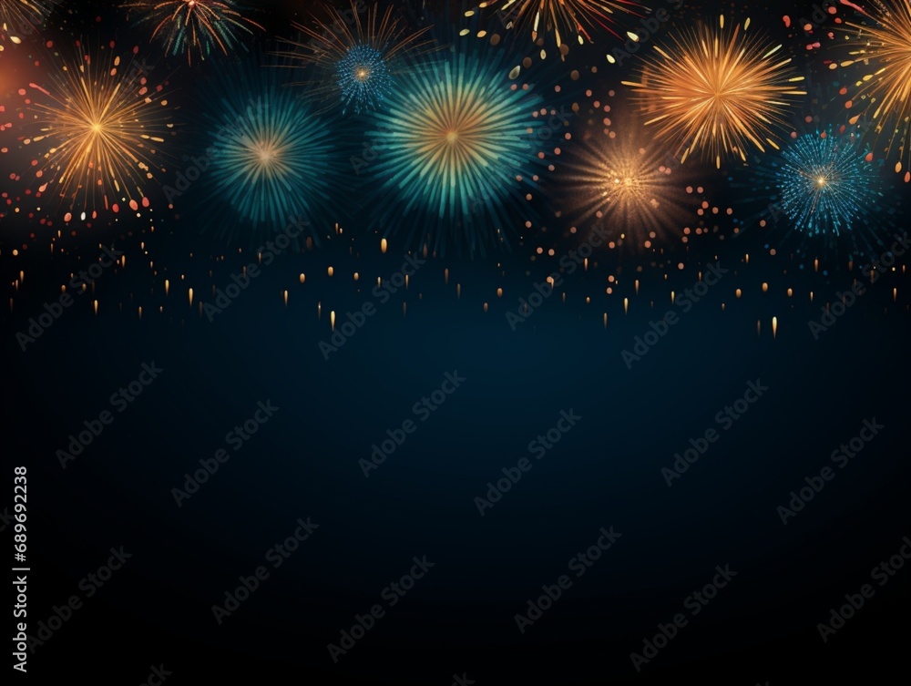 A banner background with fireworks, festive, new year celebration backdrop - AI Generative