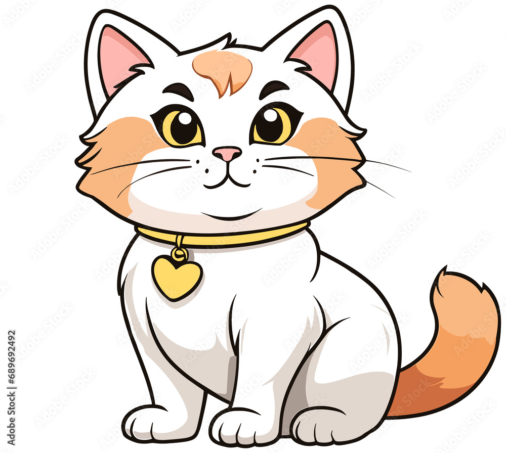 Cat with heart-shaped collar tag