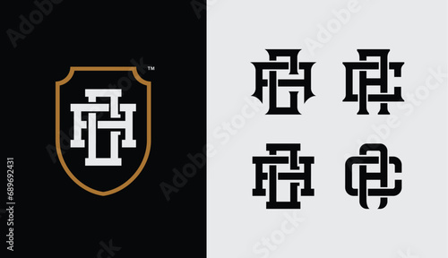 Monogram collection letter AC or CA with shield, interlock, modern style good for brand, clothing, apparel, streetwear, baseball, basketball, football and etc