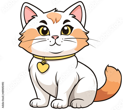Cat with heart-shaped collar tag © Mamikon