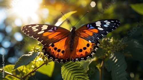 The vibrant wings of a butterfly are visible in the summer sunlight outside.