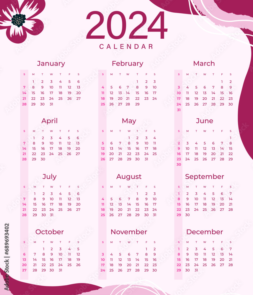 2024 water color calendar template