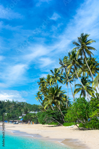 Beautiful Indian Ocean coastline on the island of Sri Lanka, Mirissa.