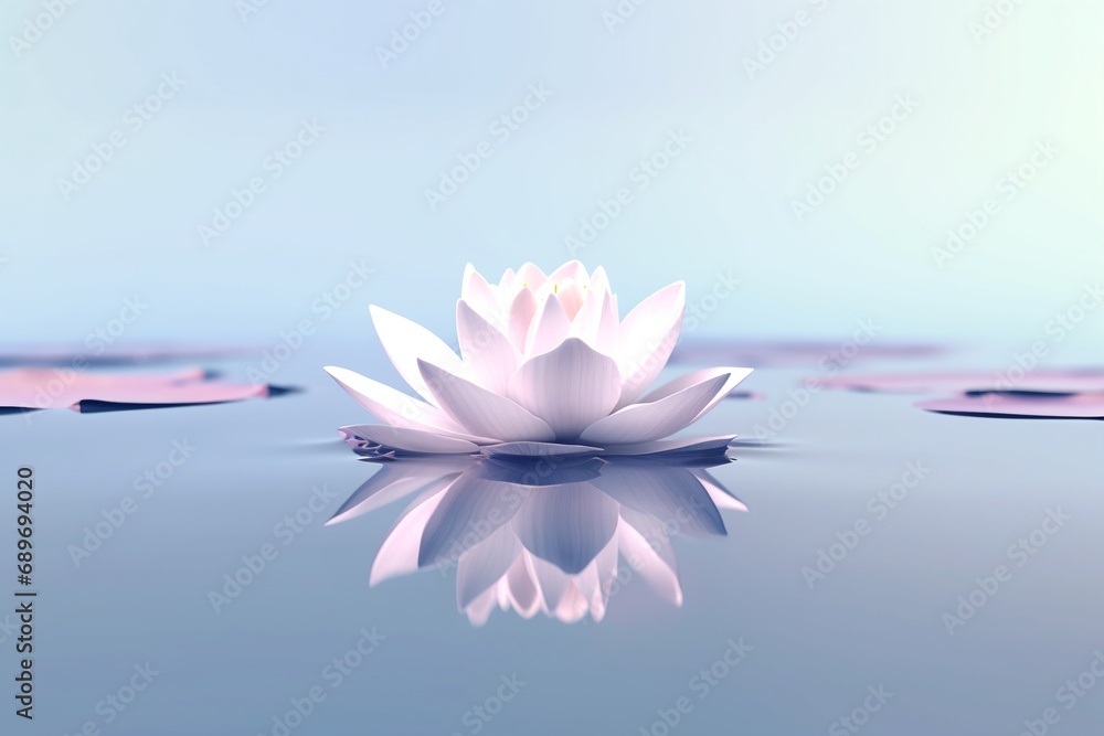 Zen lotus flower on water, meditation concept, generative ai.