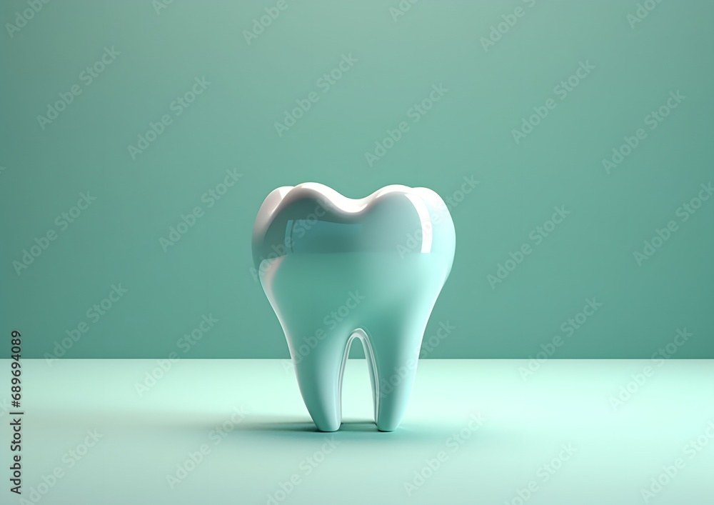 Healthy tooth model on blue background, generative ai. Healthy tooth model on blue background, generative ai.