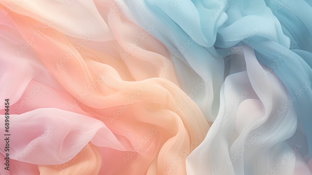Obraz premium A highresolution image showcasing a closeup of a fabric texture with a soft, pastel color gradient. The material exudes a sense of calm and simplicity, perfect for aesthetic minimalism backgrounds.