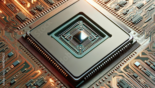 Close up of a quantum supercomputer micro chip photo