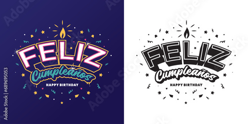 free vector  felis cumpleanos happy birthday lettering photo