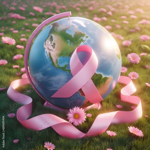 breast cancer awareness poster pink ribbon  world breast cancer awareness concept image
