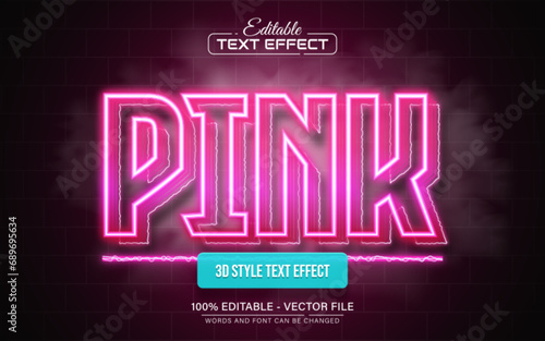 Pink line neon light text effect editable