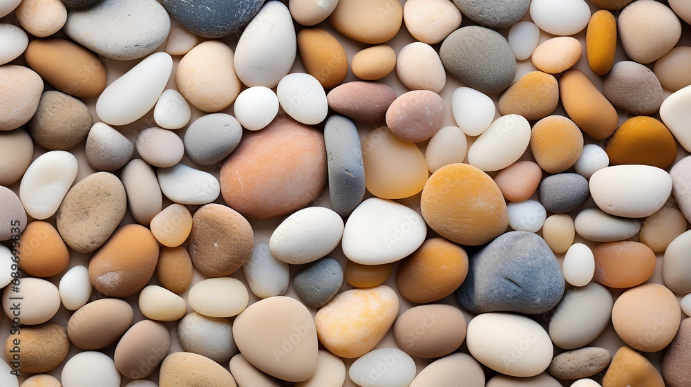 A highresolution image showcasing a serene background of smooth, rounded pebbles in soft, beige hues, embodying a minimalist and aesthetic concept perfect for calm and soothing designs. A highresolution image showcasing a serene background of smooth, rounded pebbles in soft, beige hues, embodying a minimalist and aesthetic concept perfect for calm and soothing designs.