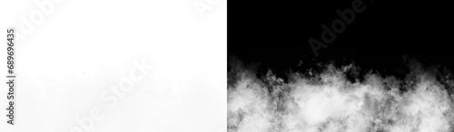 fog, smoke, translucent element for decoration. white clouds, haze, on a transparent and black background © Anminsi
