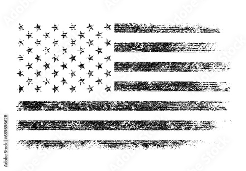 American Distressed flag on transparent. vector illustration