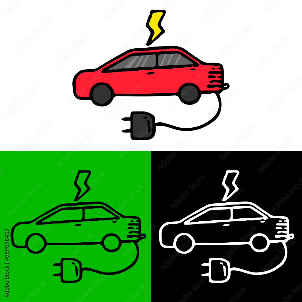 Naklejka premium environmental illustration concept of an electric car that saves energy and does not emit air pollution which can be used for an icon, logo or symbol in a flat design style