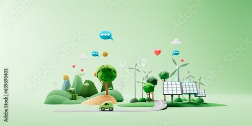 green city background 3d illustration.