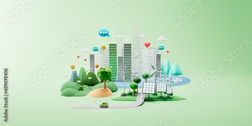 green city background 3d illustration.
