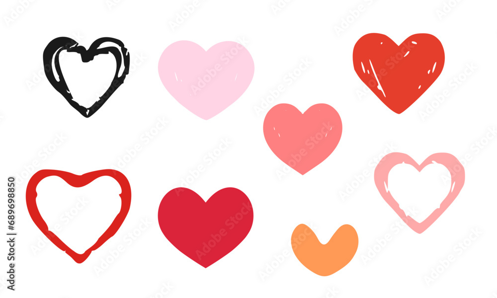 Valentine's day sign symbol with hearts icons isolated on white background vector.