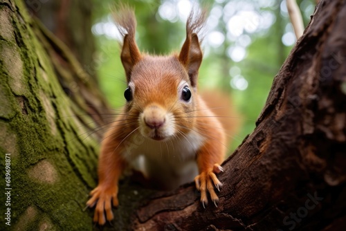 A close up of a squirrel on a tree © pham