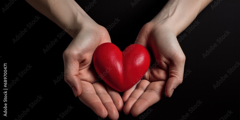 Fototapeta premium Gifting flowers and heart Valentine's Day