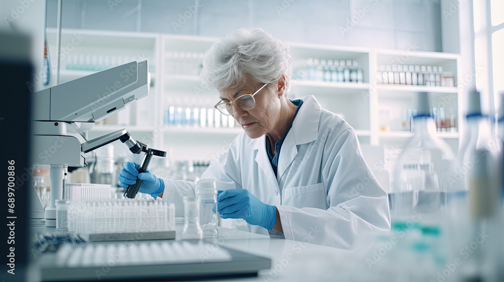oldest woman do an experiment in a scientist's laboratory
