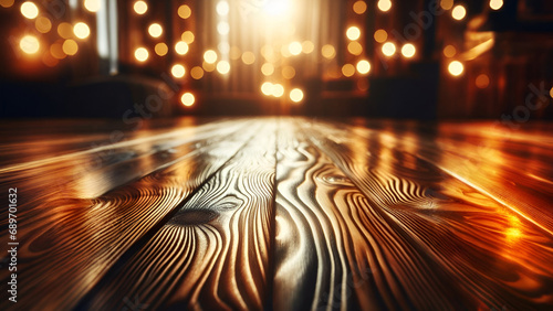 wooden floor on bokeh background