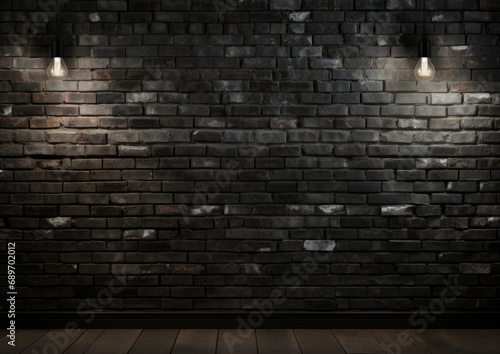 Front view black dark brick wall background texture