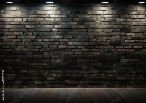 Front view black dark brick wall background texture