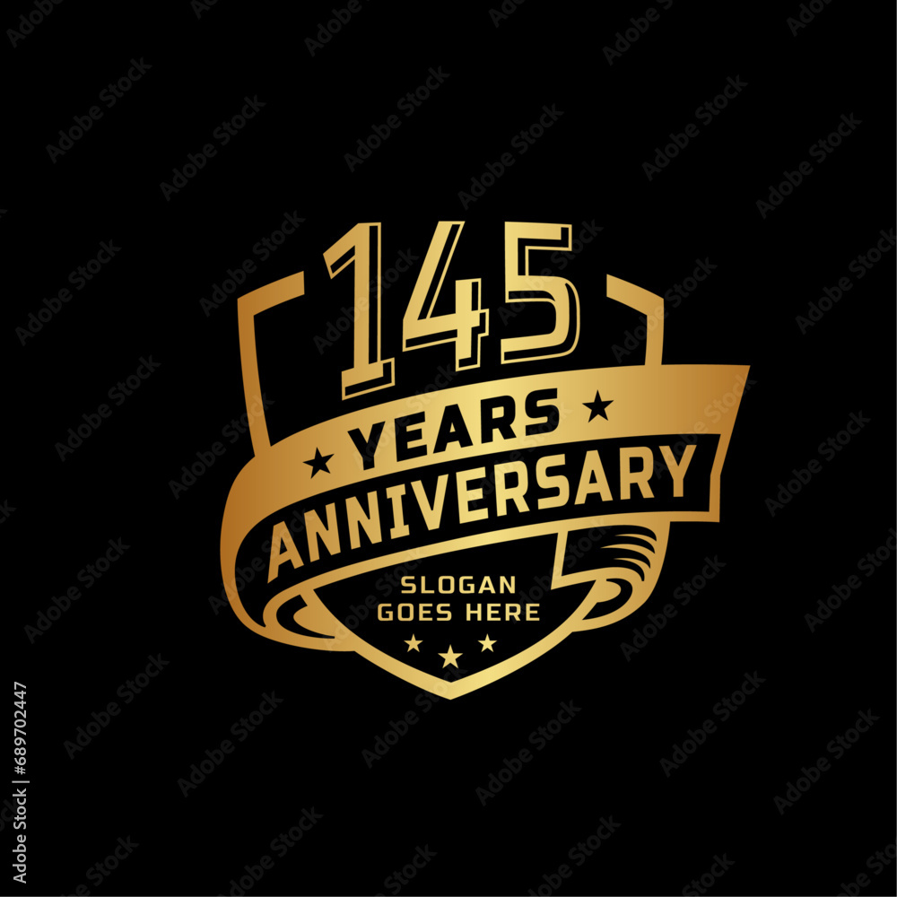 145 years anniversary celebration design template. 145th anniversary logo. Vector and illustration.