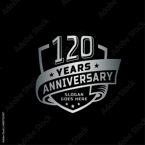 120 years anniversary celebration design template. 120th anniversary logo. Vector and illustration.